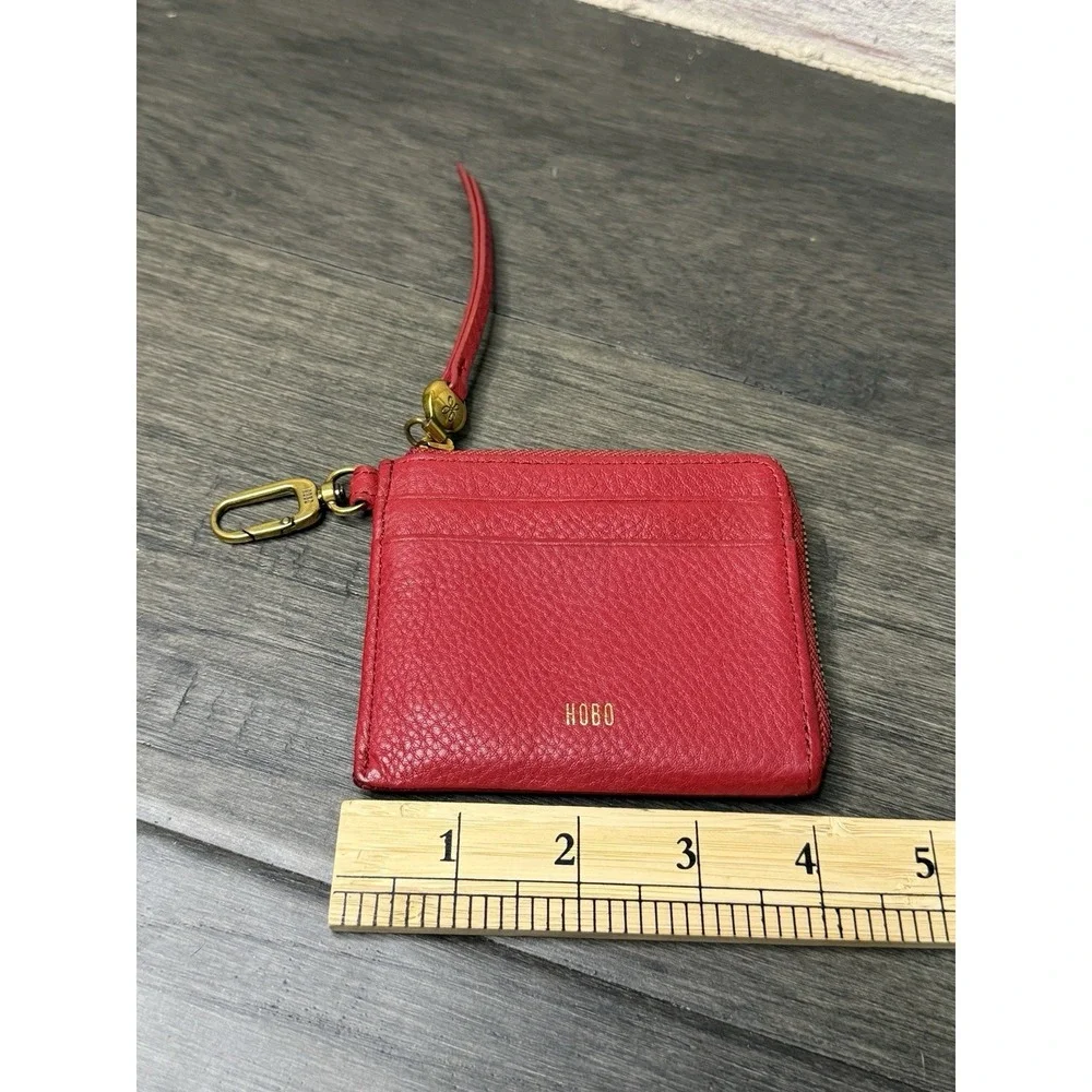 Hobo International Leather Wallet Card Case Red Zipper Coin Purse‎